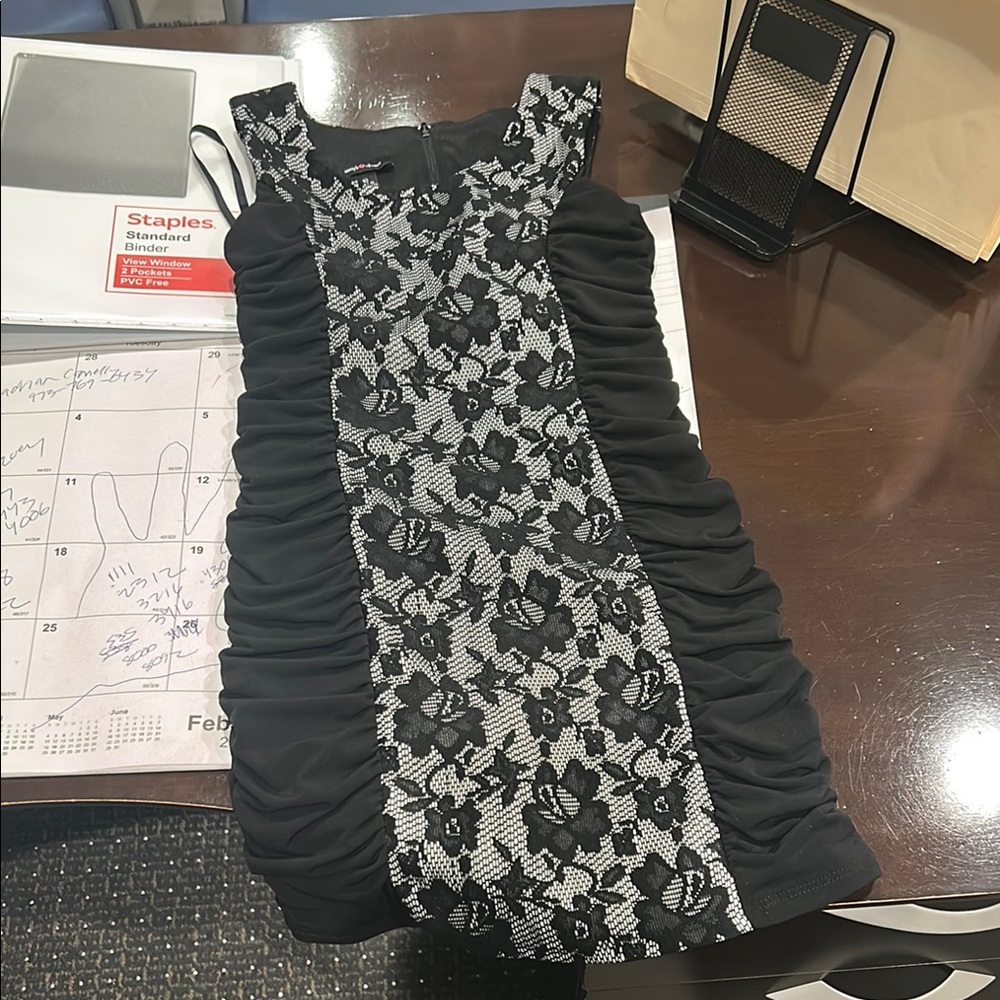 Elegant Black and White Lace Dress size 10